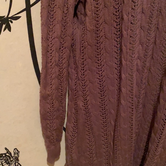 Tracy M Women’s Ruffled Roses Open Front Cardigan Sweater Chocolate Brown - Picture 15 of 16